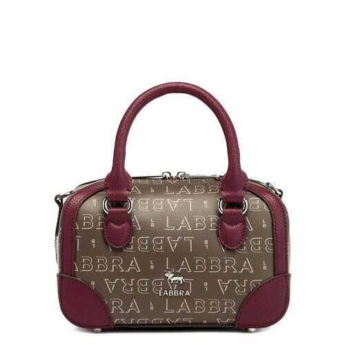 фото Сумка labbra, фактура тиснение, бордовый, серый, коричневый, бежевый