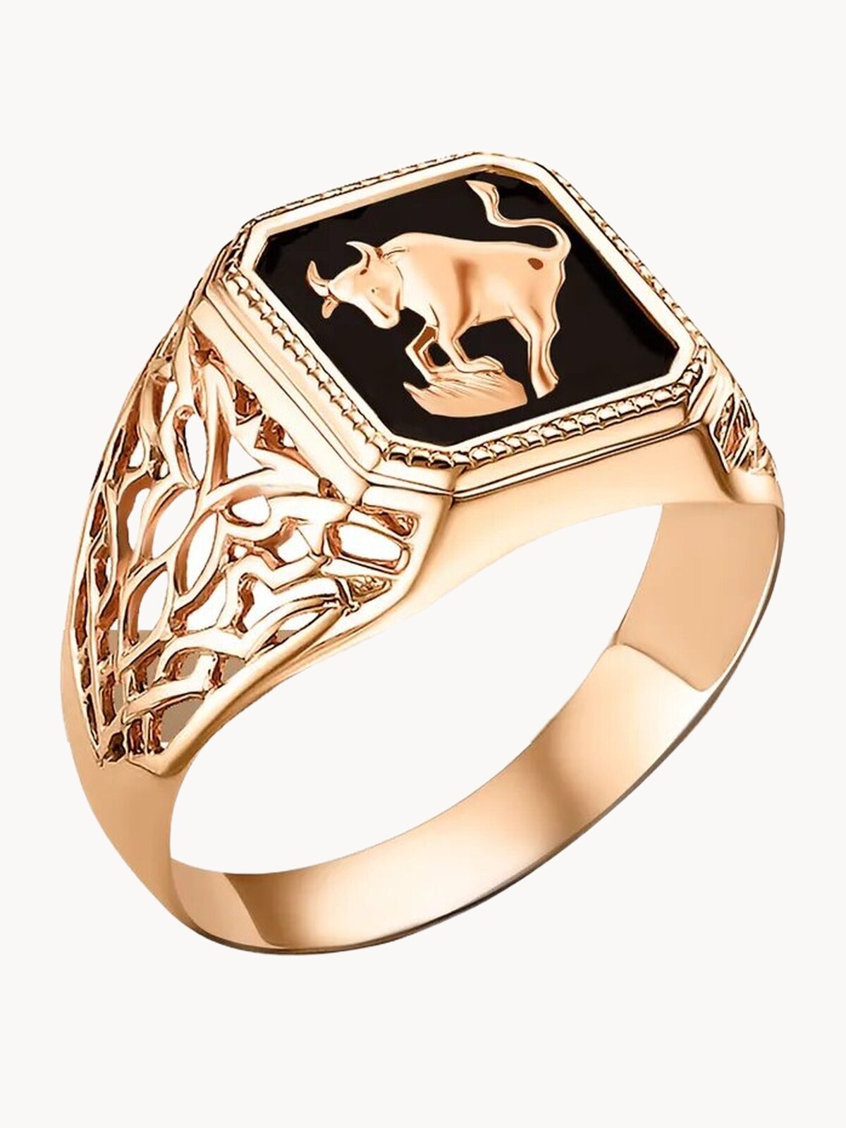 Печатка МЕКАТО, размер 19, черный, золотой