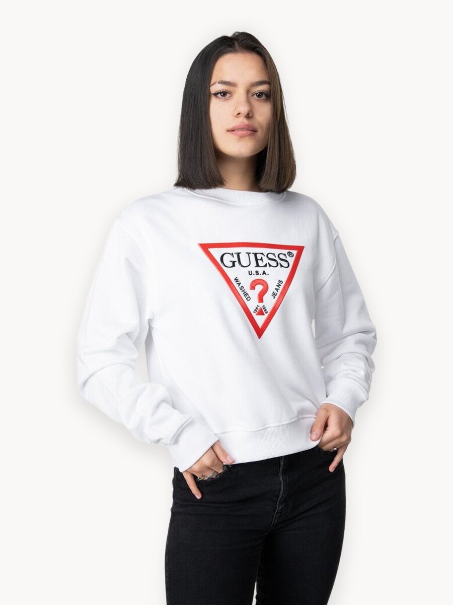 Свитшот GUESS CN ORIGINAL FLEECE, размер S, , белый