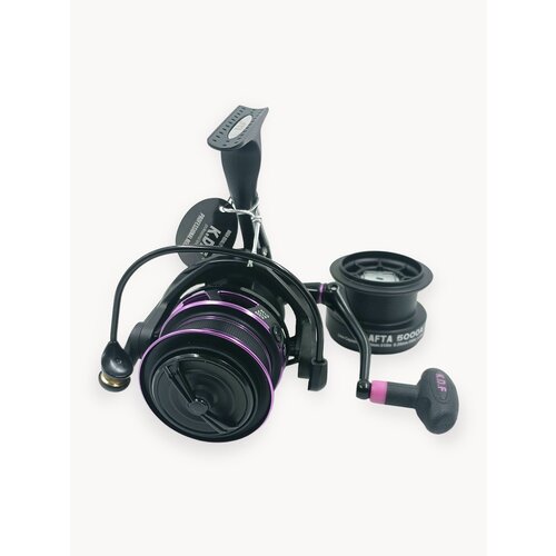 Катушка рыболовная для фидерной, карповой ловли, KDF Grafta 5000 с дополнительной шпулей, корпус полимер с кевларом, 6+1 планетарный, Передаточное число 5.1:1