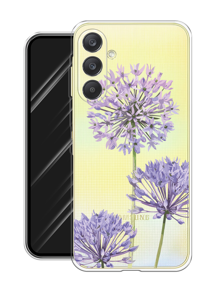 Чехол на Samsung Galaxy A26 5G / Самсунг Галакси А26 5G с принтом Сиреневые цветы акварель, прозрачный — фото 1