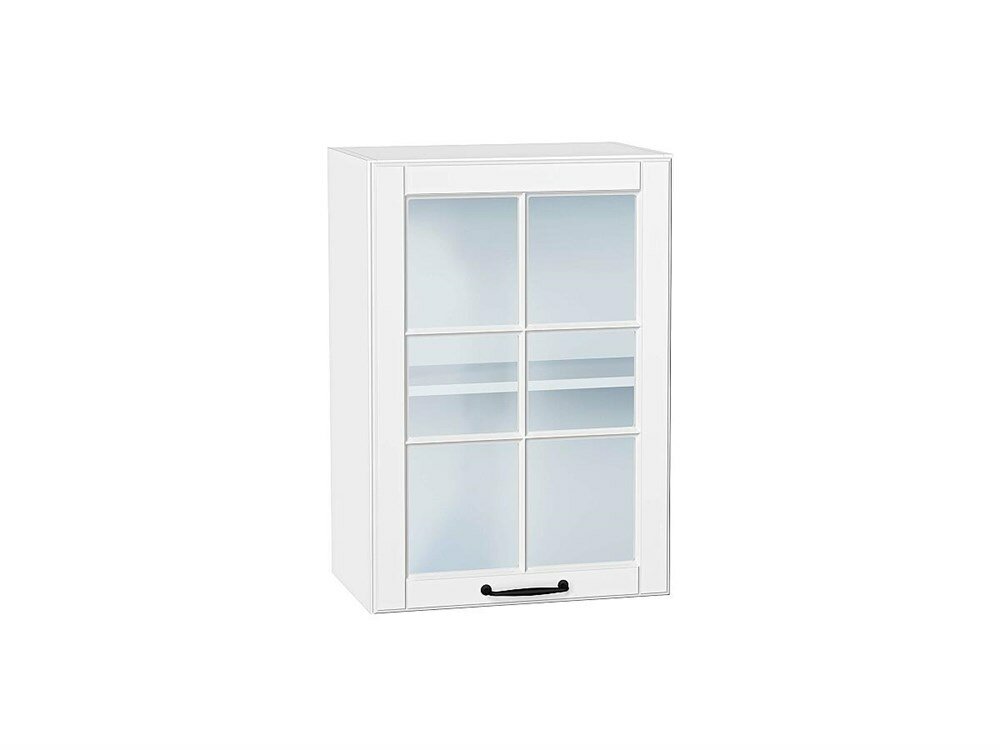 Кухонный Шкаф верхний с 1-ой остекленной дверцей Дублин Белый, Special White, 720, 500, каркас ЛДСП Белый, фасад МДФ/Стекло Special White, 716*500*318