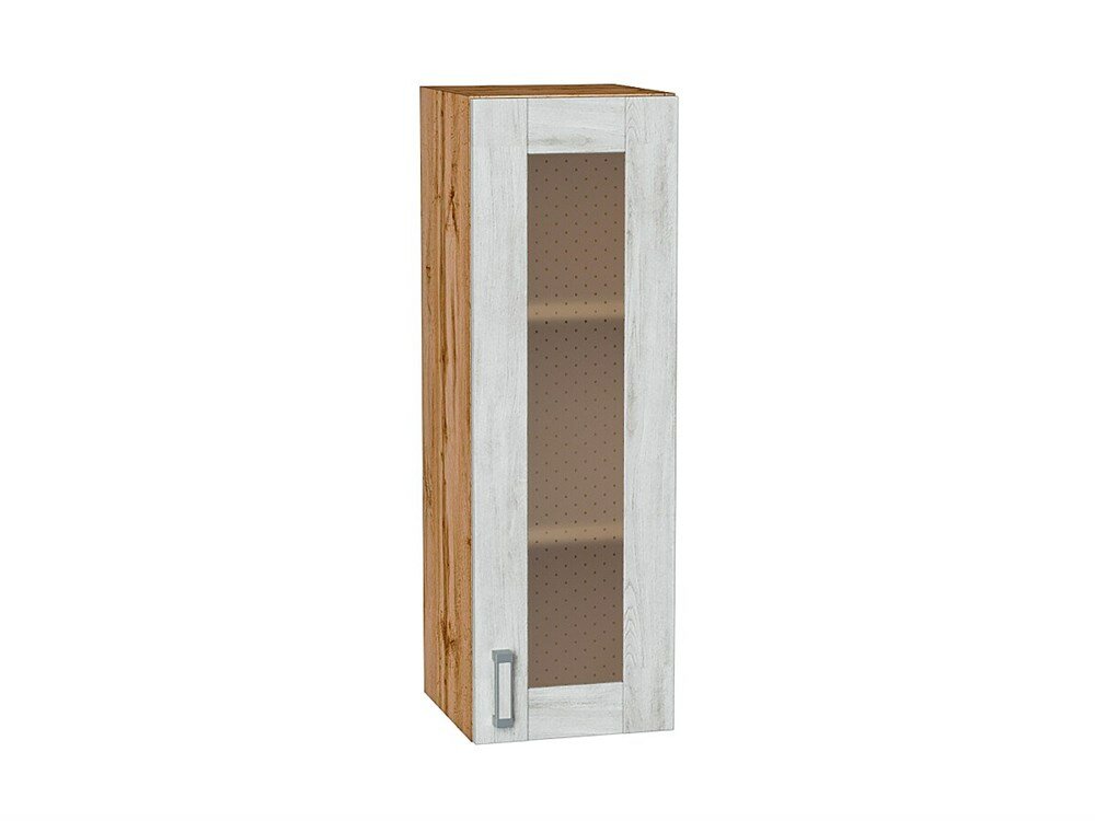 Кухонный Шкаф верхний с 1-ой остекленной дверцей Лофт Дуб Вотан, Nordic Oak, 920, 300, каркас ЛДСП Дуб Вотан, фасад МДФ/Стекло Nordic Oak, 920*300*320