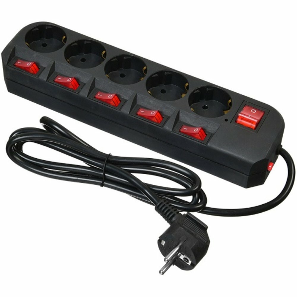 Buro Сетевой фильтр Buro 500SH-1.8-SW-B 1.8м (5 розеток) черный (коробка)