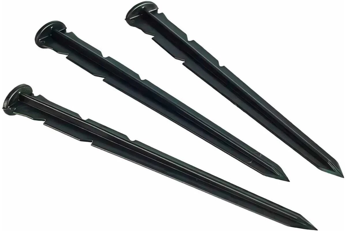 Садовый колышек с фиксатором для пластиковых бордюров ГеоПластБорд 24 см, 30 шт, черные