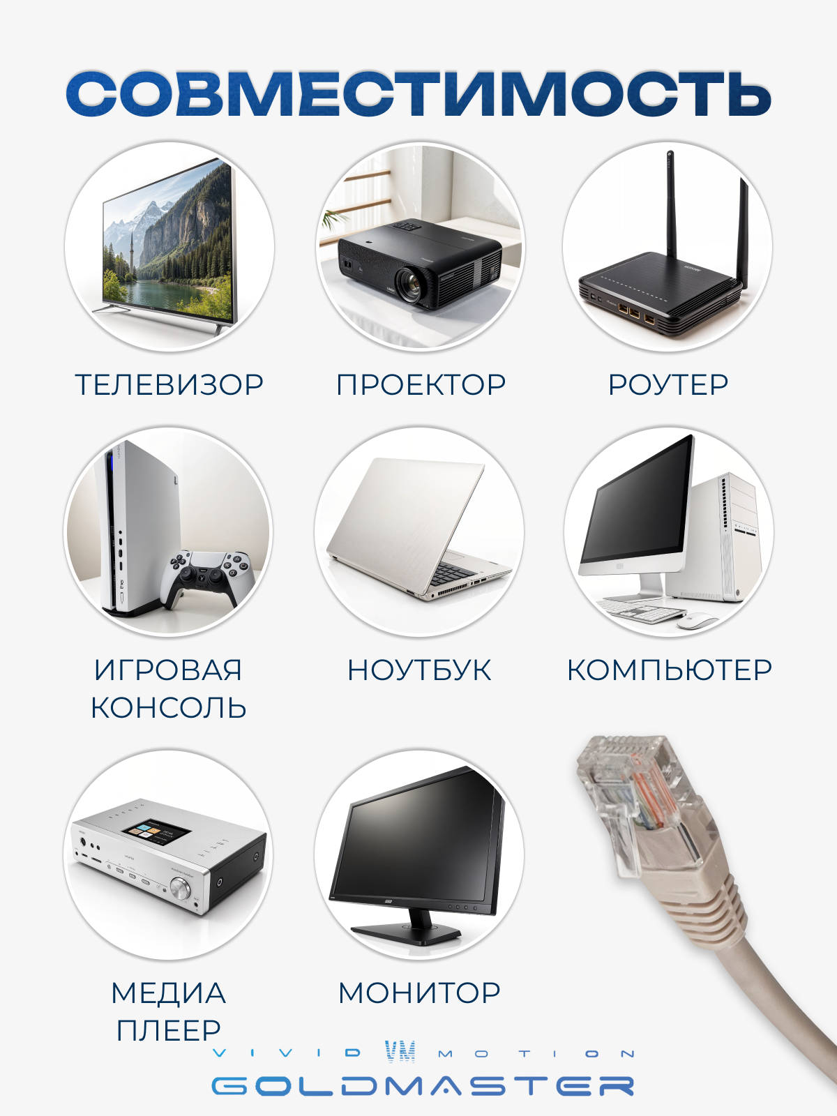 Патч-корд GoldMaster NA102-15M, витая пара UTP, CAT5e, 15м, серый — фото 1