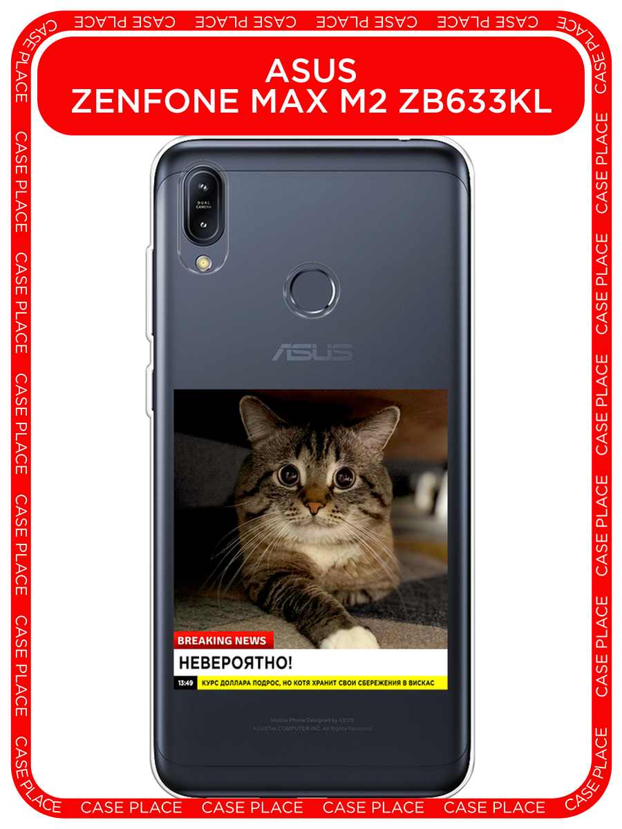 Чехол на Asus Zenfone Max M2 ZB633KL / Асус Зенфон Макс М2 ZB633KL с принтом Невероятный кот, прозрачный