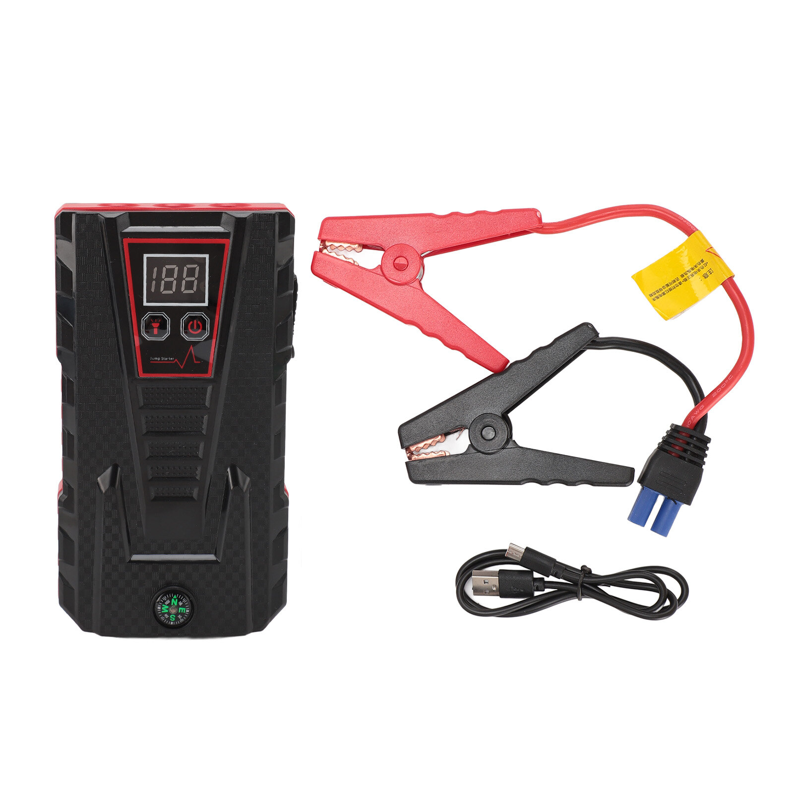 Пусковое устройство автомобильное Jump Starter Pack 12 В, 15000 мА·ч, 1000 А, с USB-портом и LED-фонарём, для бензиновых