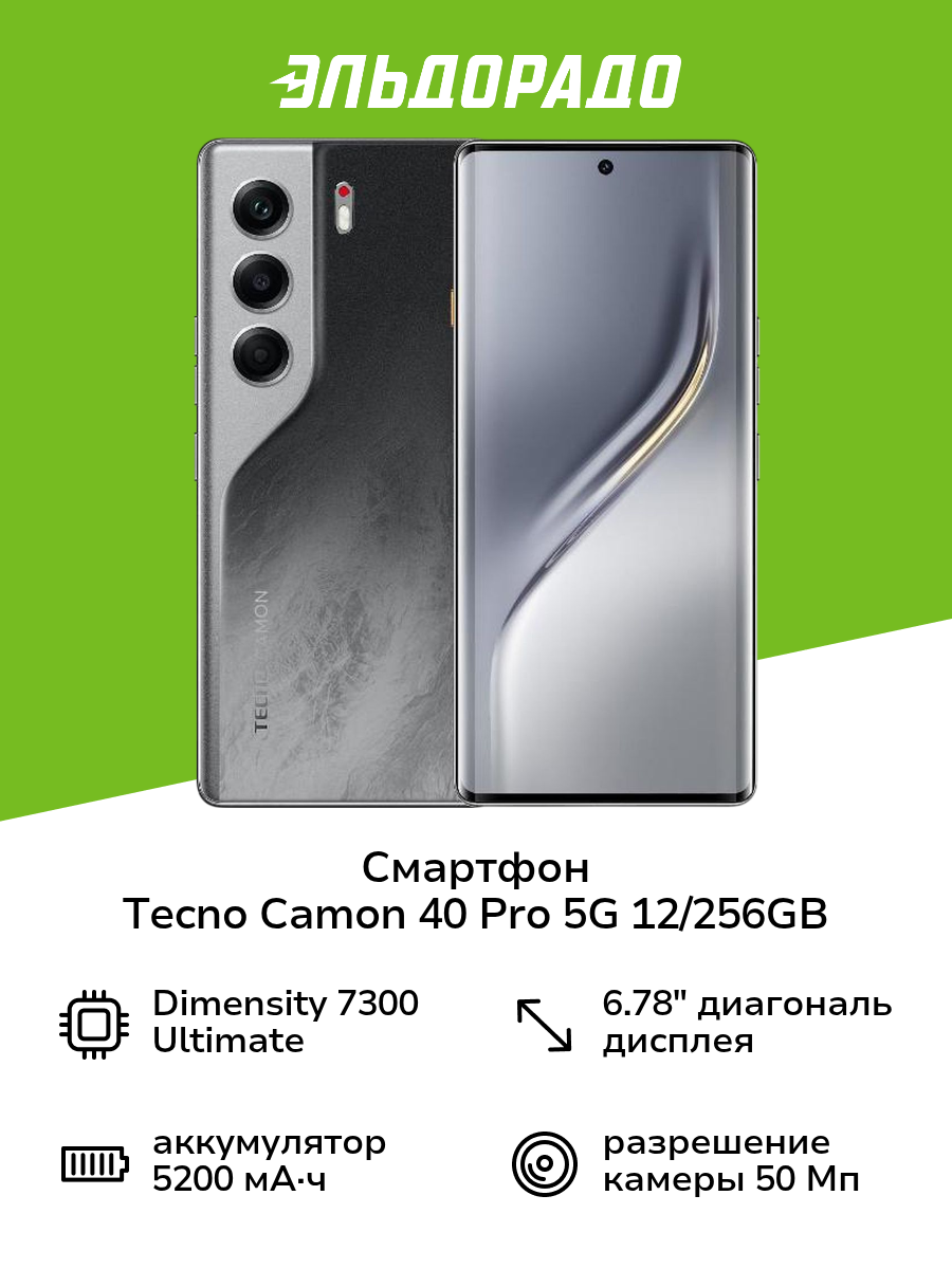 Смартфон Tecno Camon 40 Pro 5G 12/256GB Black