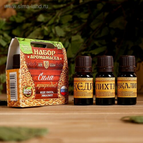 Изображение товара Набор эфирных масел "Сила природы" Банная забава, для бани и сауны, хвойный аромат, 3 шт.