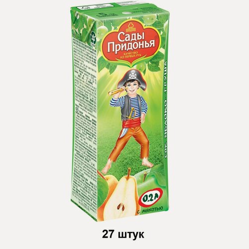 Изображение товара Сады Придонья Сок Яблоко-груша с мякотью, 0.2 л, 27 штук в коробке
