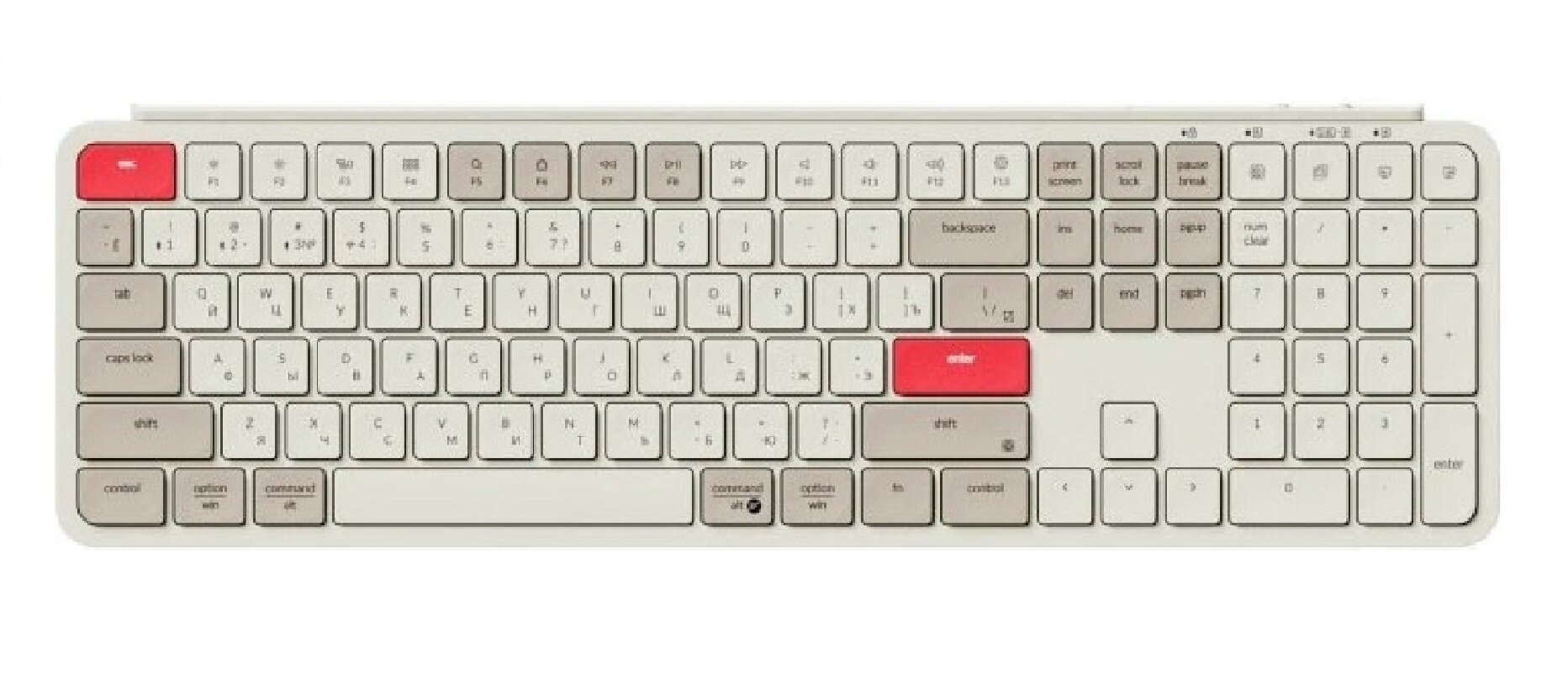 Клавиатура Keychron B6 Retro Red, беспроводная, ультратонкая, 109 клавиш