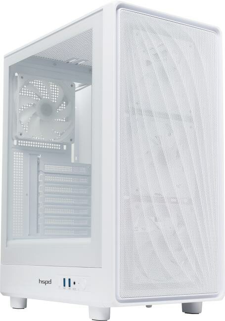 M510-TGWH-ARGB Корпус без блока питания HSPD M510, Mesh Mid Tower, White, TG, 0.5 SPCC, 4x120mm ARGB ATX, mATX, mITX