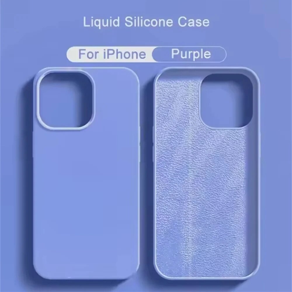 Мягкий Жидкий Силиконовый Чехол Для Apple iPhone 16/11/12/13/14/15 Фиолетовый, Purple, For iphone 15