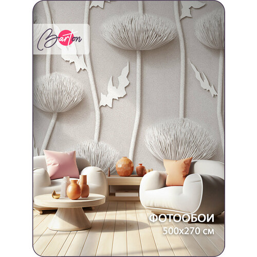 фото Фотообои на стену флизелиновые 3d объемные цветы 500х270 см bartonwall m030 barton wallpapers