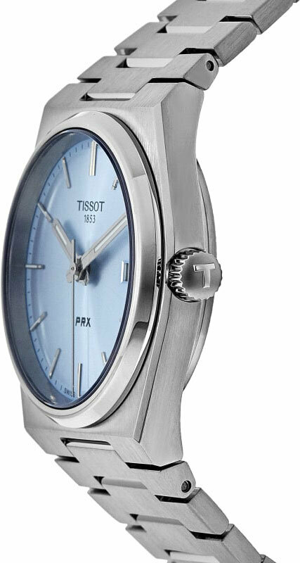 Наручные часы TISSOT PRX, серебряный, голубой — фото 1