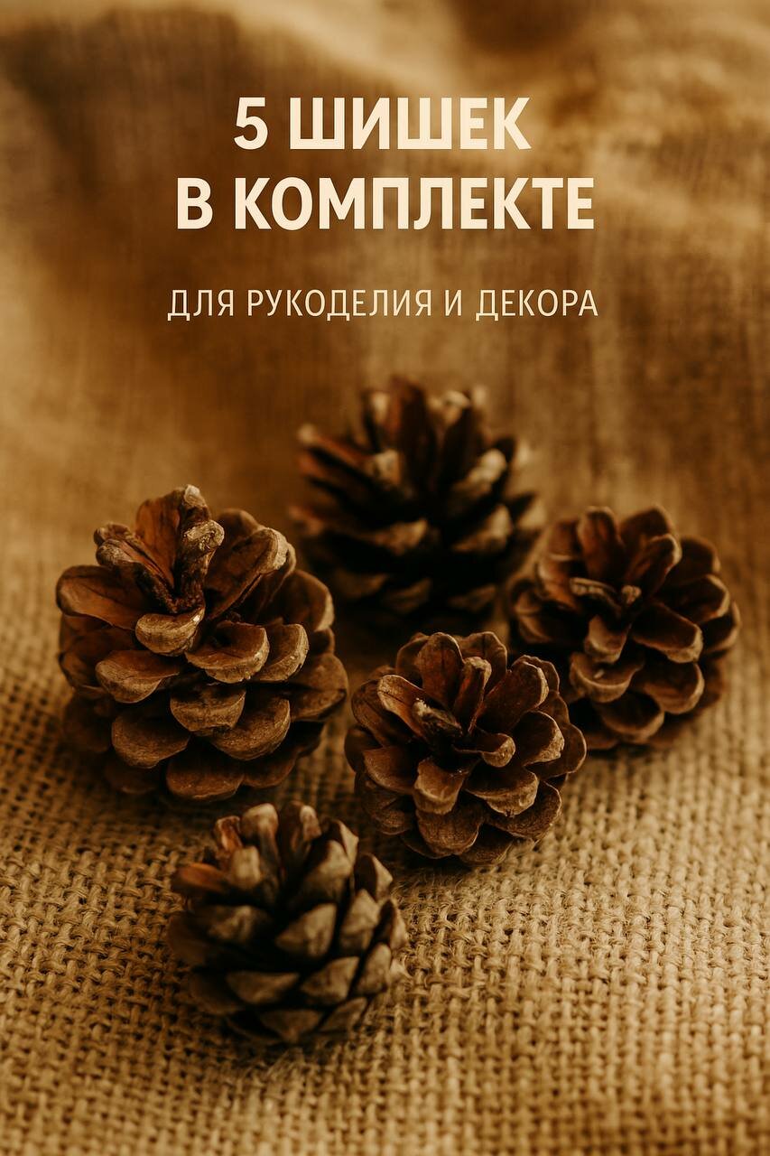 Шишки для рукоделия  5 шт  натуральные  коричневые  размер 4 6 см