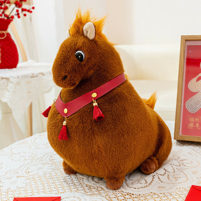 Конь-игрушка с кисточками, плюшевая мягкая игрушка с мультяшным черно-белым рисунком, для украшения, сна и развлечения детей с