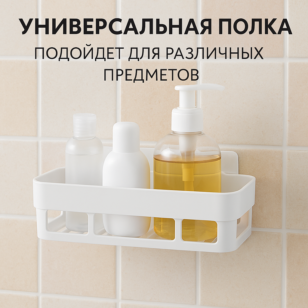 Полка универсальная, с перфорацией, крепление липучка, цвет слоновая кость