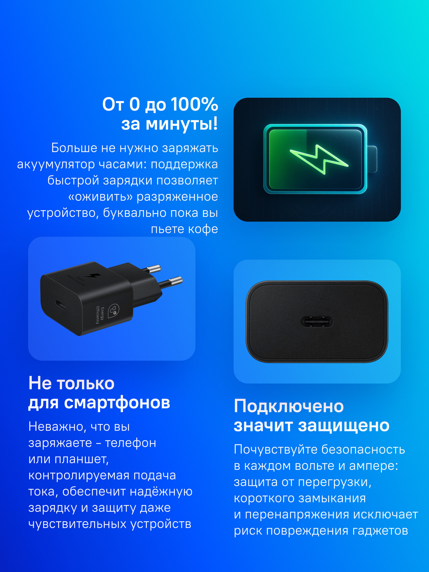 Сетевое зарядное устройство Samsung EP-T2510, USB type-C, 25Вт, 3A, черный [ep-t2510nbegww] — фото 1