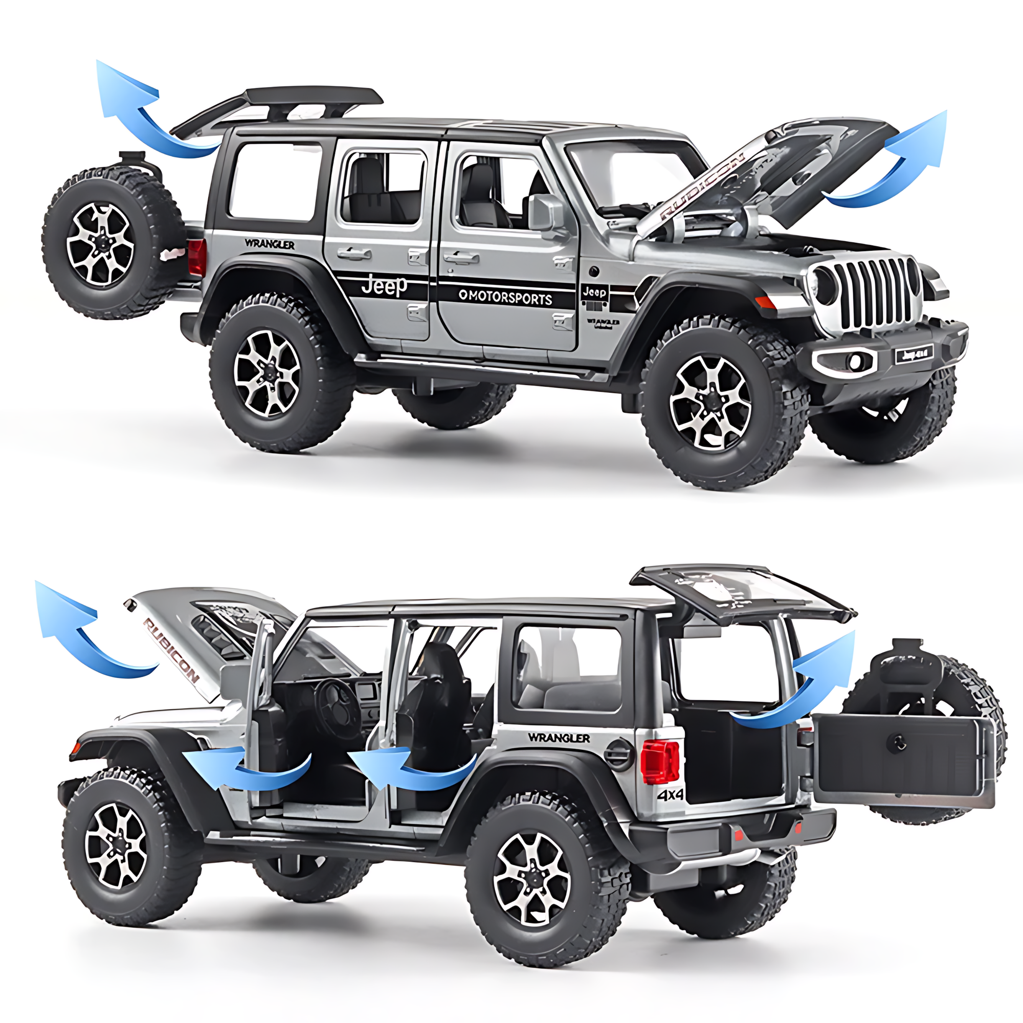 Модель автомобиля Jeep Wrangler Rubicon, металл/пластик, масштаб 1:24