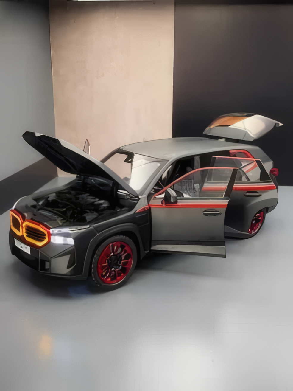Металлическая машинка BMW XM, 1:24, с инерционным механизмом, черный цвет