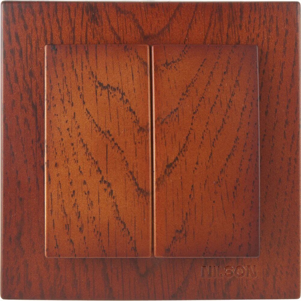 Выключатель Nilson  Touran   встраиваемый  2 клавиши  термопласт  80х80 мм  вишня
