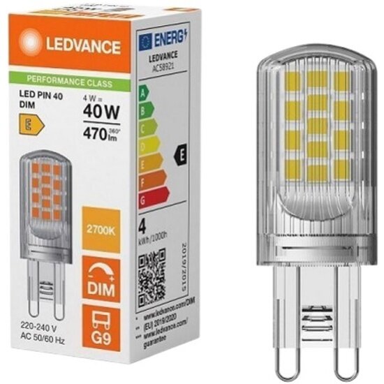 Светодиодная лампа Ledvance osram LEDVANCE LEDPPIN 40 4W 827 DIM G9 230V 470Lm d18x59