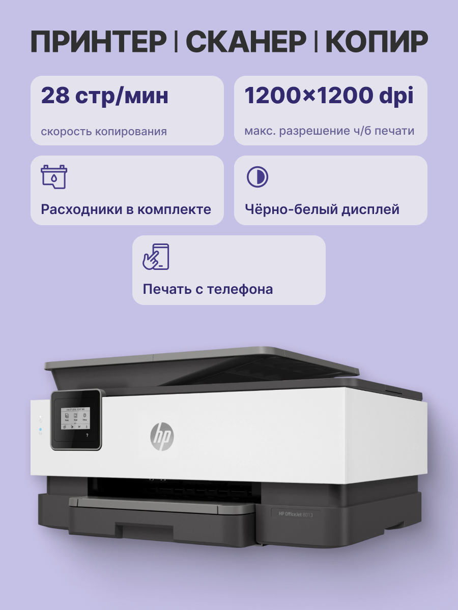 МФУ струйное HP OfficeJet 8013 (1KR70B) — фото 1
