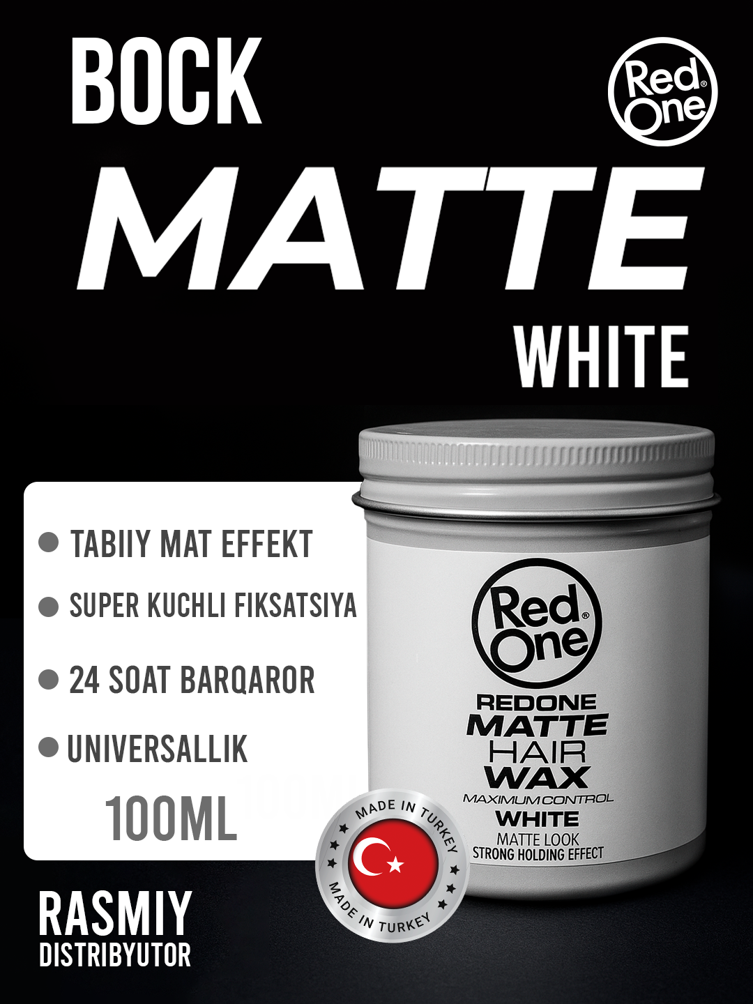 Воск для волос RedOne Matte White, для укладки, матовый, 100мл