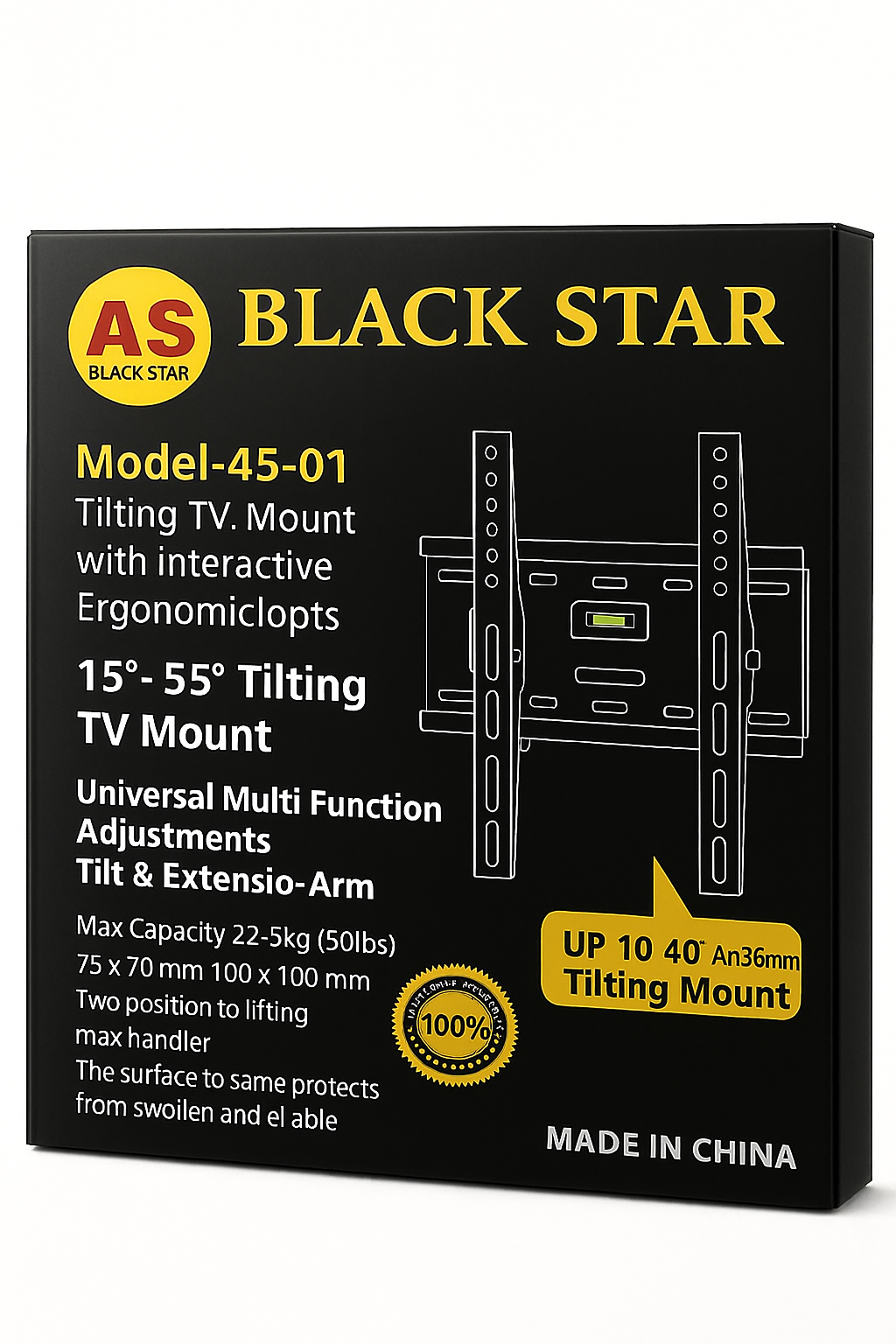 Кронштейн BLACK STAR, для телевизора и монитора, оригинал, от 14" до 55"