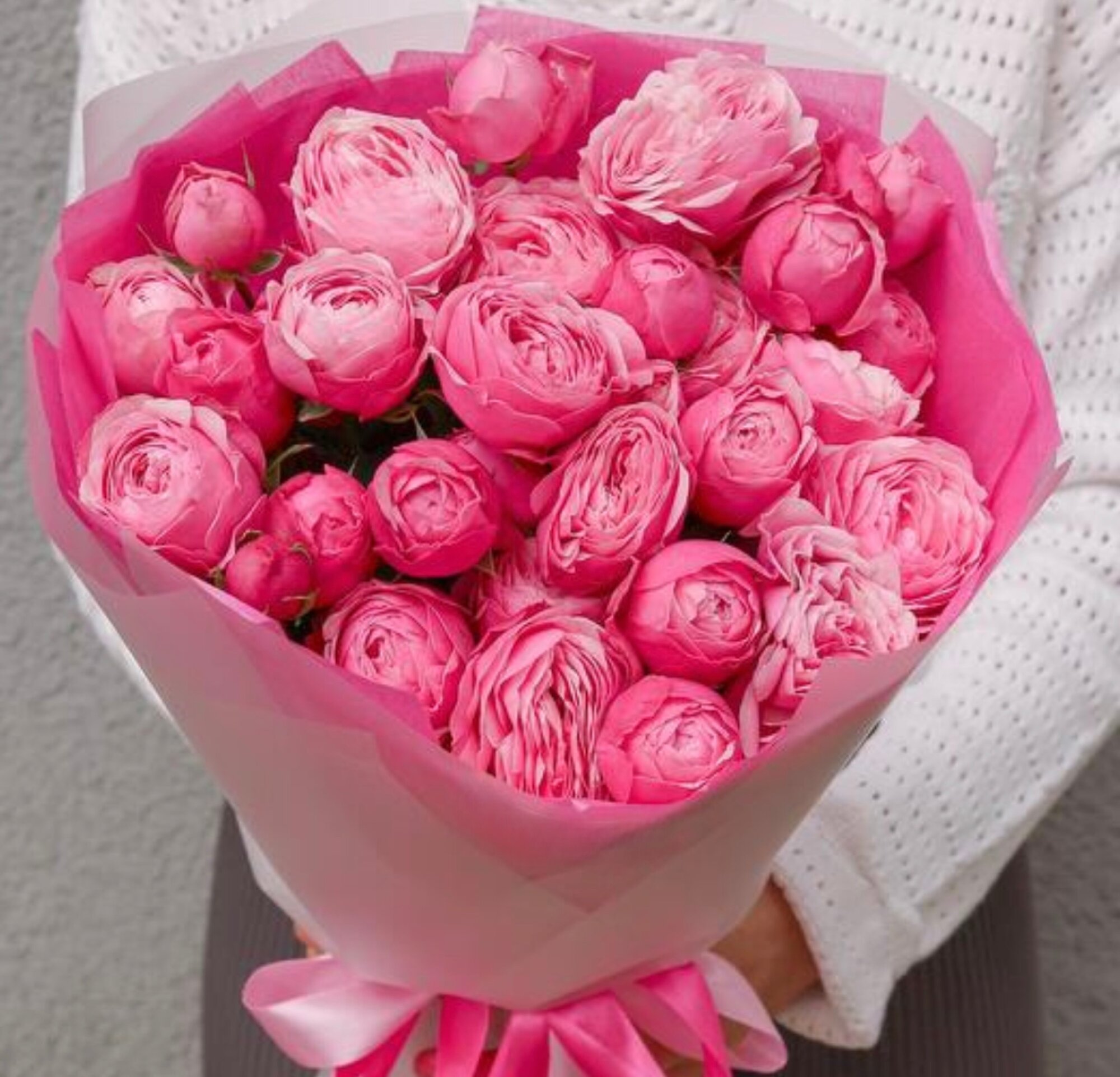 Букет кустовые пионовидные розы Сильва Пинк