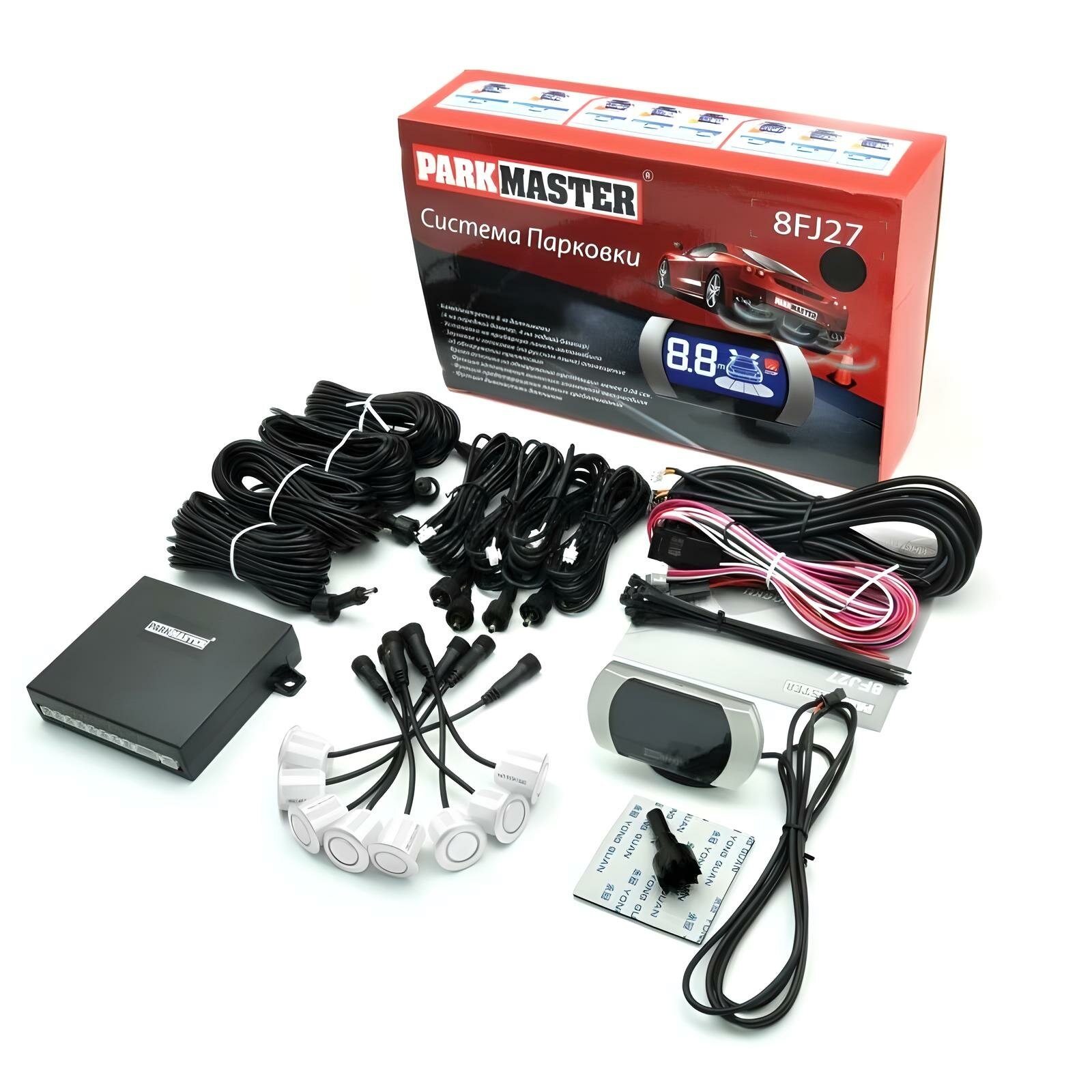 Парковочный радар ParkMaster 8-FJ-27-White для переднего и заднего бамперов