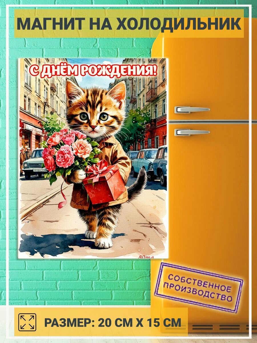 Магнит подарок С Днём рождения! (20 см х 15 см) №24