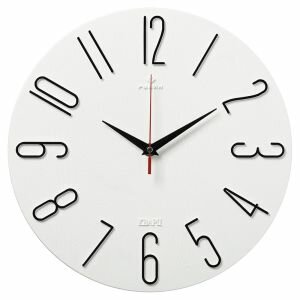 Часы настенные Рубин  30 см  арабские цифры  пластик  белый черный