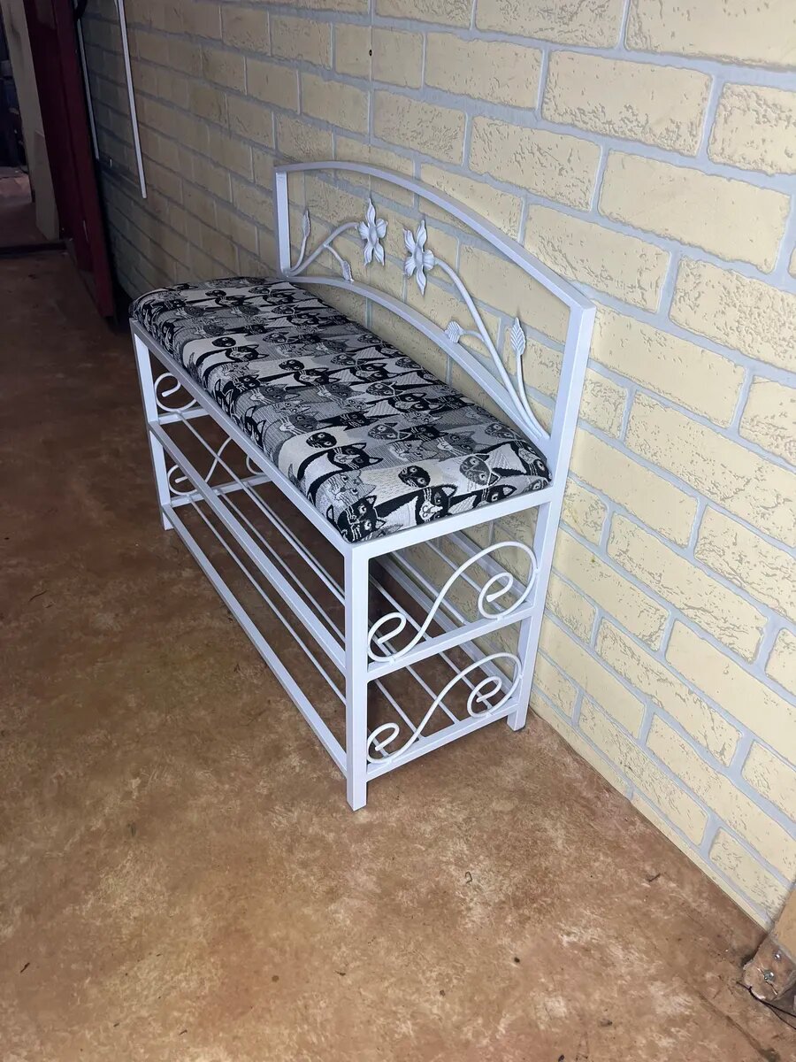 Кованая банкетка №04, Студия кованой мебели Нива, цвет серо-черный — фото 1