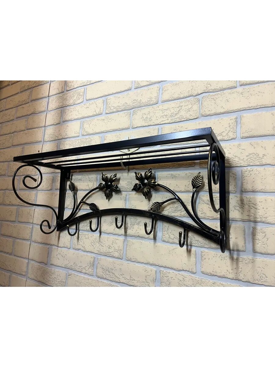 Вешалка настенная, кованая, Студия кованой мебели Нива, цвет черный/бронзовый — фото 1