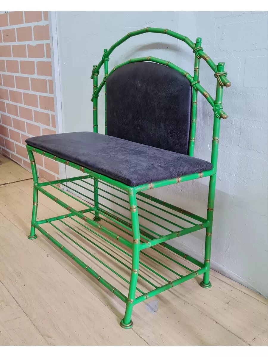 Кованая банкетка, Студия кованой мебели Нива, иск. кожа, цвет зеленый — фото 1