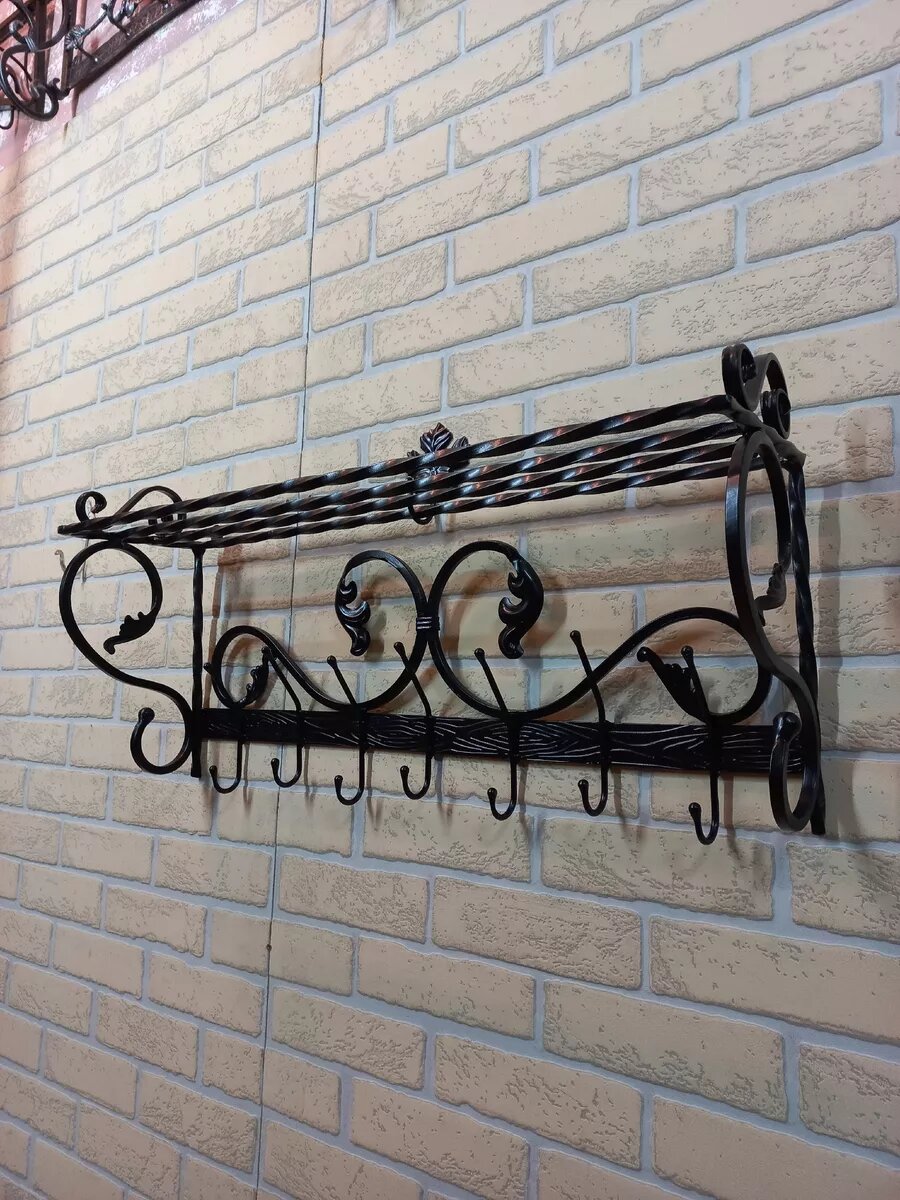 Вешалка настенная, кованая, Студия кованой мебели Нива, цвет черный