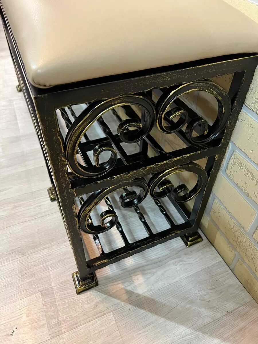 Кованая банкетка №44, Студия кованой мебели Нива, цвет слоновая кость — фото 1