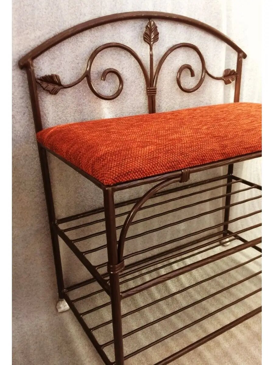 Кованая банкетка №46, Студия кованой мебели Нива, цвет красно-коричневый — фото 1