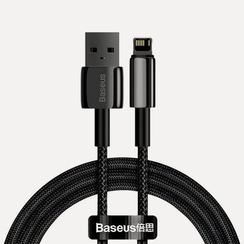 Изображение товара Кабель USB to Lightning BASEUS Tungsten Gold Fast Charging Data Cable 2.4A 1м, черный (CALWJ-01)