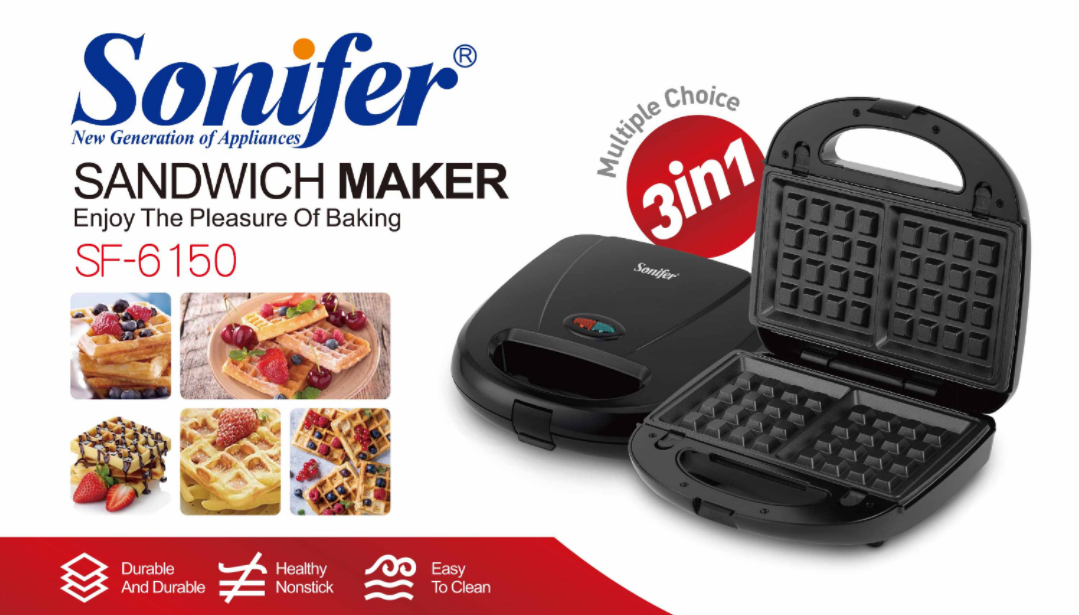 Sonifer SF-6150 Мультимейкер 3-в-1 (Сэндвичница, Гриль, Вафельница)