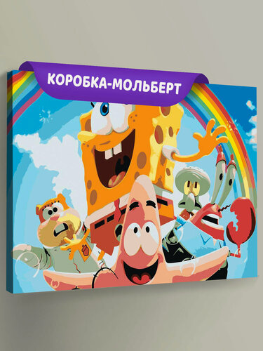 Изображение товара Картина по номерам на холсте с подрамником "Губка Спанч Боб и друзья 4", Раскраска 40x50 см, Мультфильмы