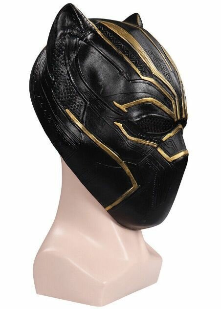 Маска Чёрной пантеры с золотистыми вставками — фото 1