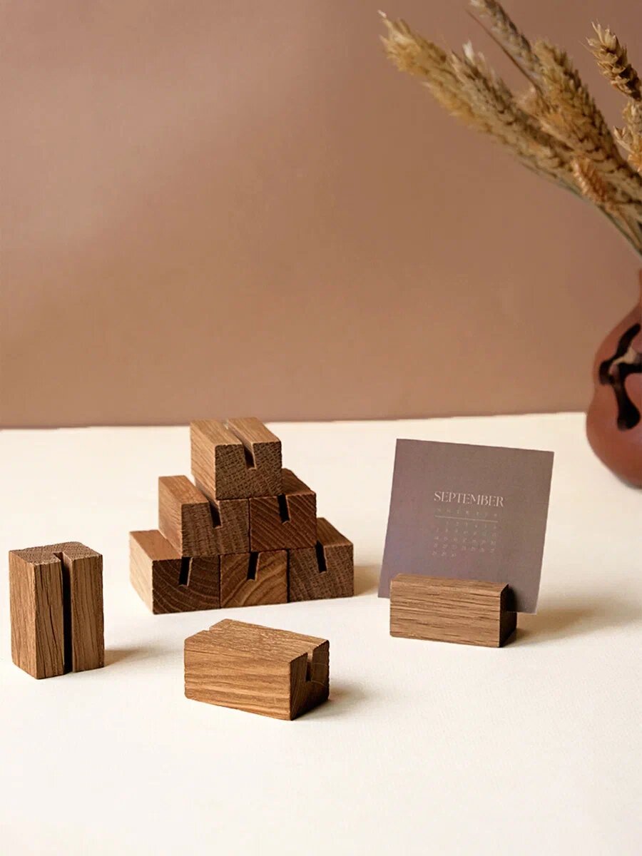 Держатель ценников Dad's material, дерево дуб, 4 см, комплект 9 шт, ценникодержатель, держатель для фото и карточек — фото 1