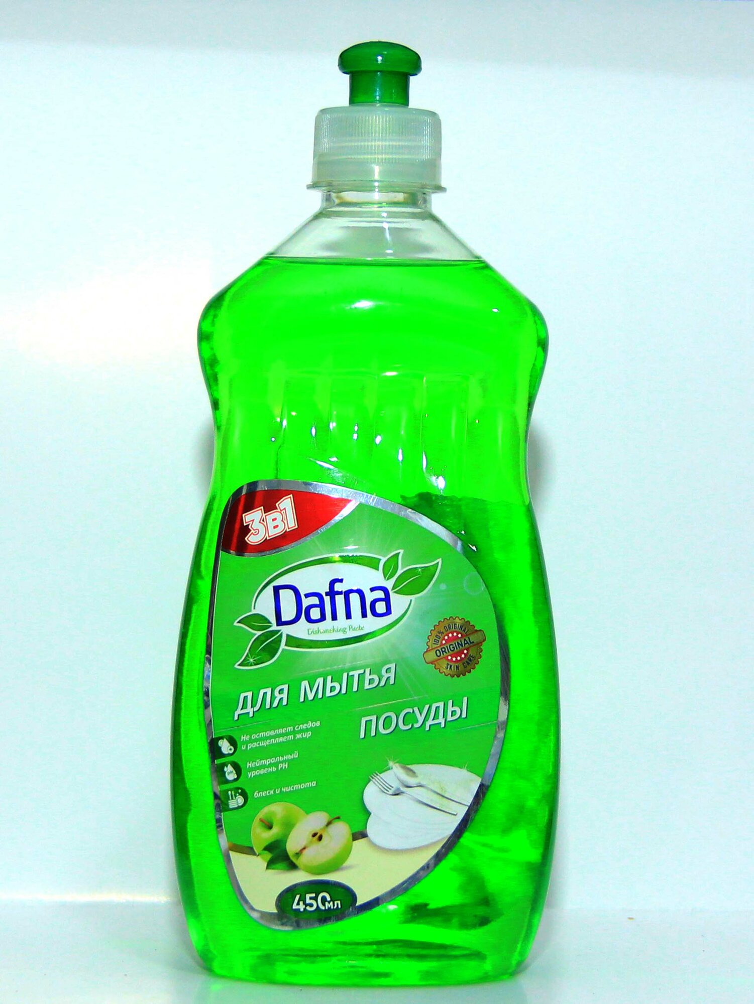 Гель для посуды "Dafna" 3 в 1, бережный уход за руками, 450мл