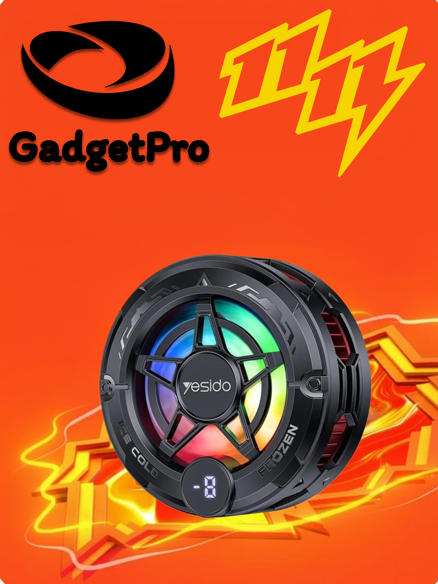 Охладитель для телефона Yesido C226, магнитный, полупроводниковый, RGB-подсветка, Type-C, чёрный