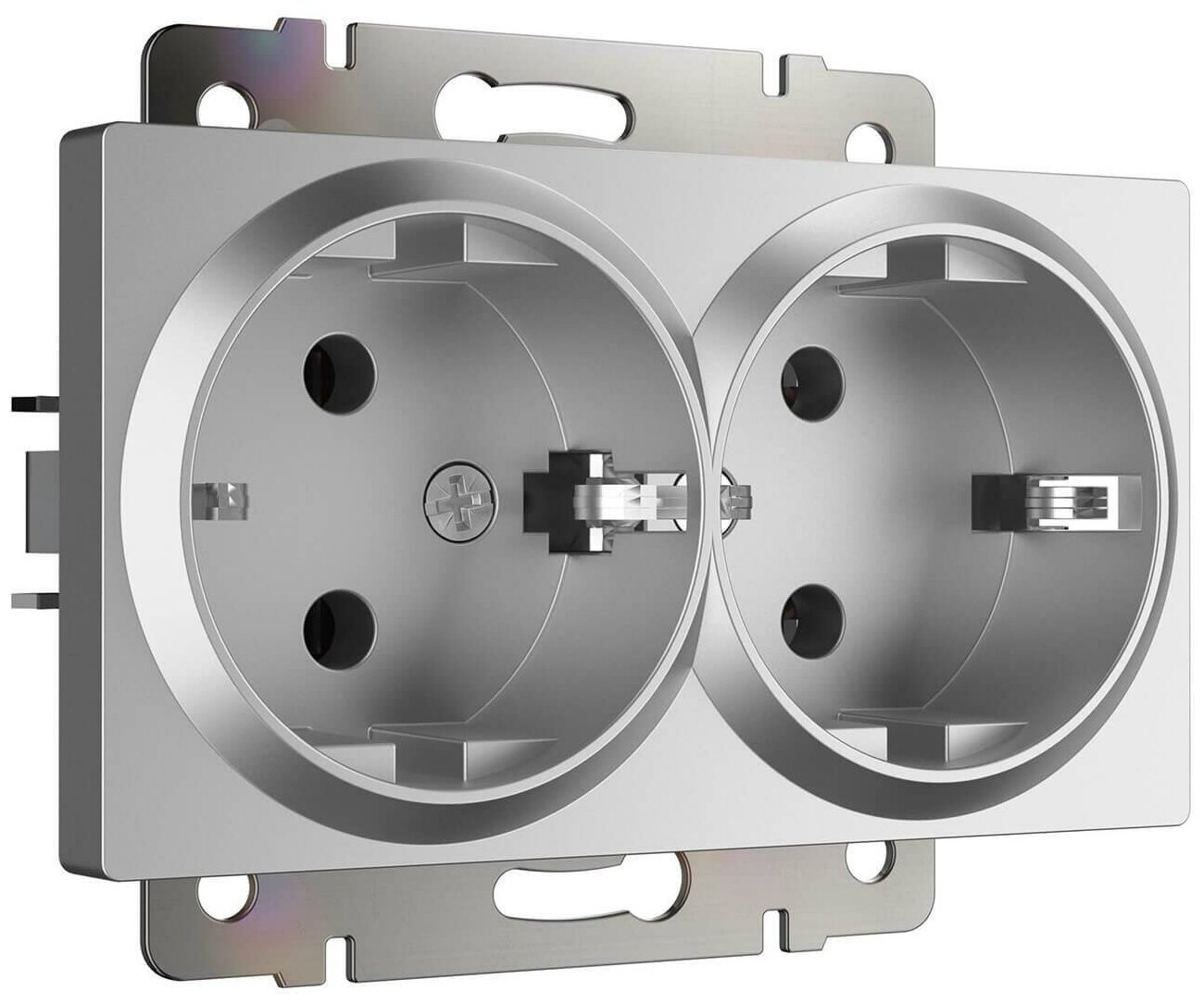 Розетка двойная с заземлением Werkel серебряный W1172006 4690389156465