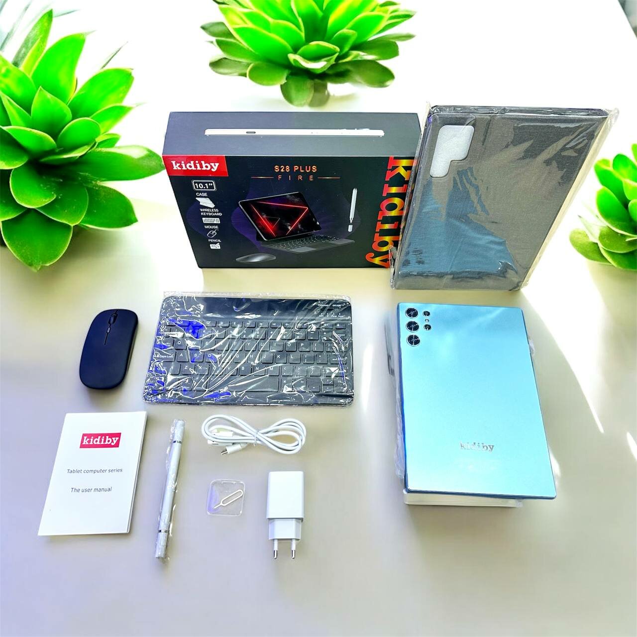 Kidiby S28 Plus Fire 10.1" Планшет Комплект — Клавиатура, Мышь, Стилус, Чехол, 4G LTE, Dual SIM
